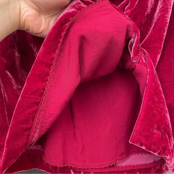 Anthropologie Velvet Mini Skirt Size 4 Small Medium Red Holiday Festive - Picture 6 of 8